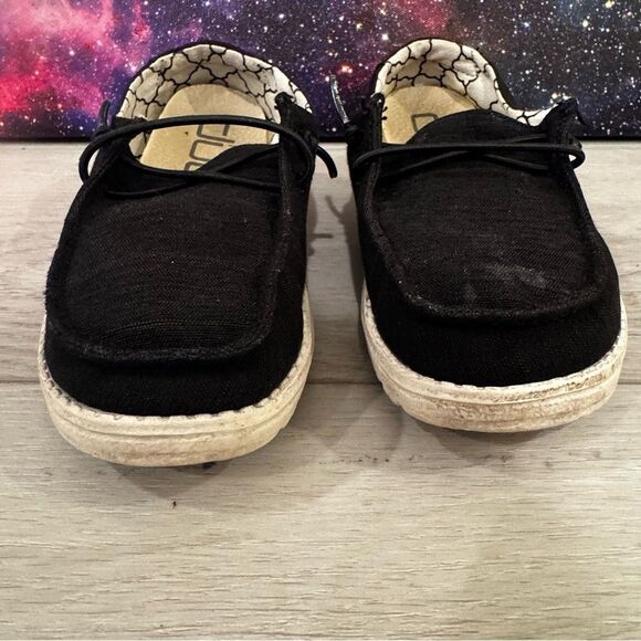 Hey Dude Wendy Linen Black Kids Sz 11 Slip On Comfort Walking Western Shoes - Picture 3 of 8